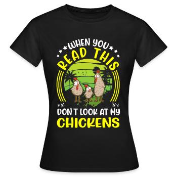 Poulets Élevage de poulets Éleveur de poulet - T-shirt Femme - noir - Devant - AI Model Female 172 dark (172cm)