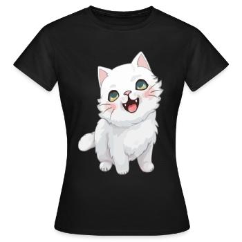 Chaton mignon avec œil de chat pour les amoureux des chats - T-shirt Femme - noir - Devant - AI Model Female 172 dark (172cm)