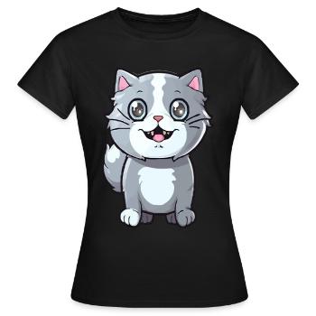 Chaton mignon avec œil de chat pour les propriétaires de chats - T-shirt Femme - noir - Devant - AI Model Female 172 dark (172cm)