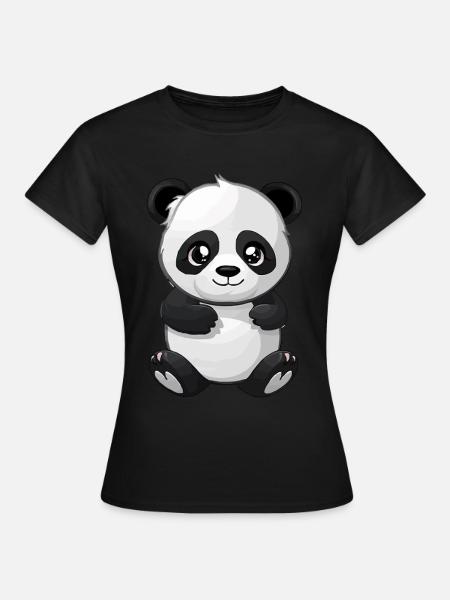 Süßer Panda - Frauen T-Shirt - Schwarz