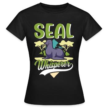Phoque chuchotant, phoque de mer, phoque, phoque - T-shirt Femme - noir - Devant - AI Model Female 172 dark (172cm)