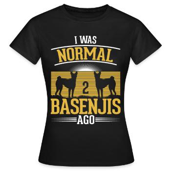 J’étais normal il y a 2 Basenjis - T-shirt Femme - noir - Devant - AI Model Female 172 dark (172cm)
