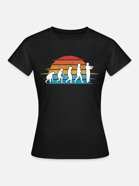 Querflöte Evolution Flöte Flötist - Frauen T-Shirt - Schwarz