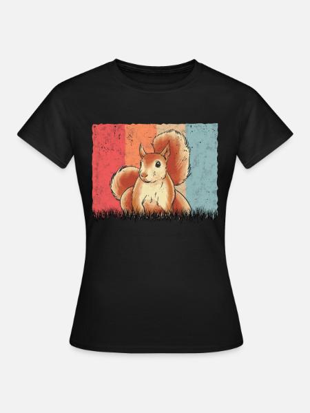Eichhörnchen Retro Squirrel - Frauen T-Shirt - Schwarz