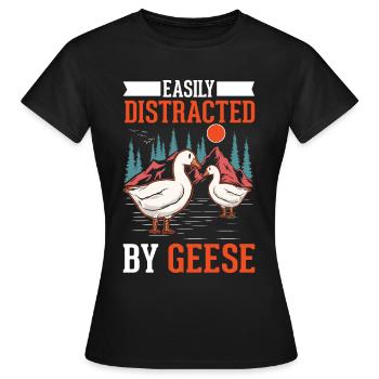 Facilement distrait par les oies Oies Éleveur d’oies Oies - T-shirt Femme - noir - Devant - AI Model Female 172 dark (172cm)