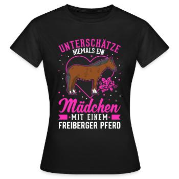 Freiberger Pferd Mädchen - Frauen T-Shirt - Schwarz - Vorne - AI Model Female 172 dark (172cm)