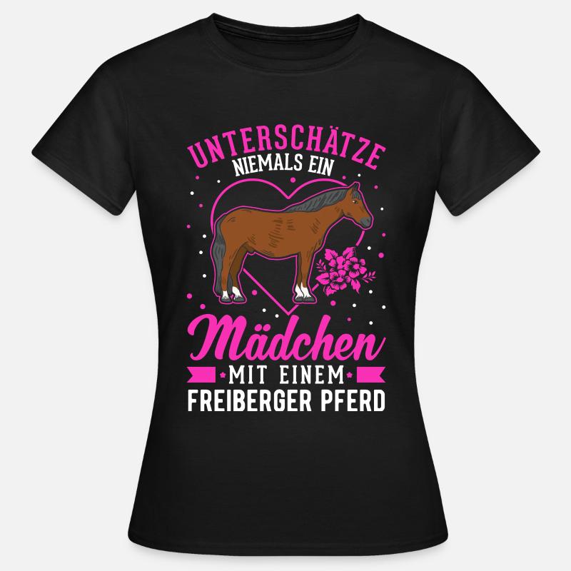 Freiberger Pferd Mädchen - Frauen T-Shirt - Schwarz