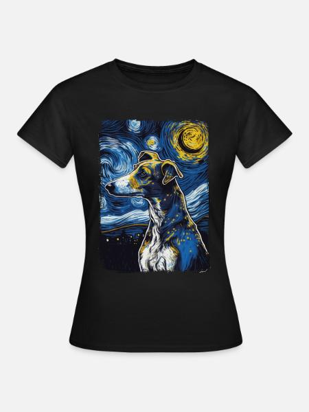 Galgo Espanol Starry Night - Frauen T-Shirt - Schwarz