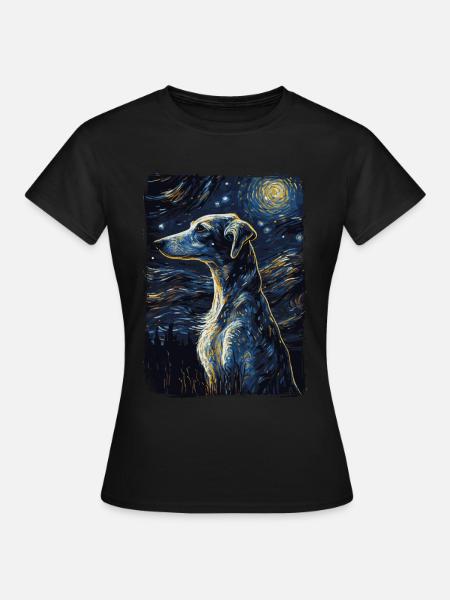 Galgo Espanol Starry Night - Frauen T-Shirt - Schwarz