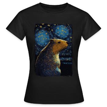 Capybara Starry Night - Women's T-Shirt - black - Front - AI Model Female 172 dark (172cm)