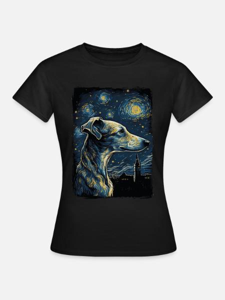 Galgo Espanol Starry Night - Frauen T-Shirt - Schwarz