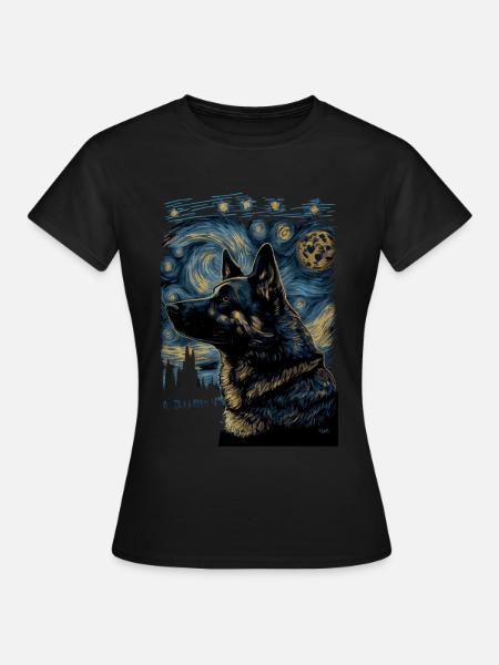 Schäferhund Starry Night - Frauen T-Shirt - Schwarz