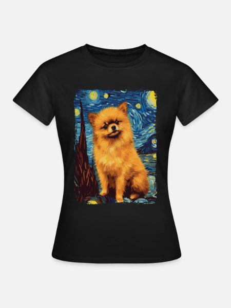 Zwergspitz Starry Night - Frauen T-Shirt - Schwarz
