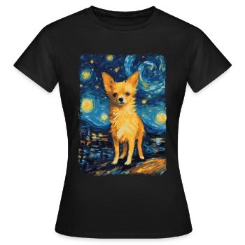 Chihuahua Nuit étoilée - T-shirt Femme - noir - Devant - AI Model Female 172 dark (172cm)