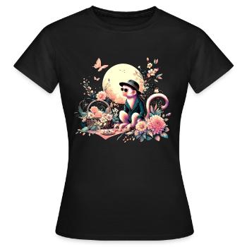Affe beim Picknick - Frauen T-Shirt - Schwarz - Vorne - AI Model Female 172 dark (172cm)