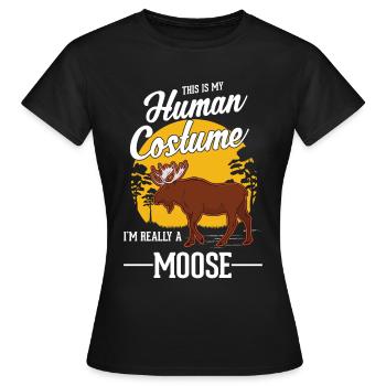 Mosses Human Costume Moose Halloween - Women's T-Shirt - black - Front - AI Model Female 172 dark (172cm)