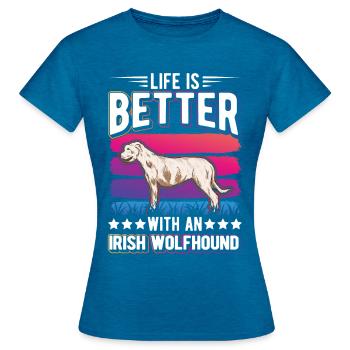 Irischer Wolfshund Irish Wolfhound - Frauen T-Shirt - Antikblaues Saphir meliert - Vorne - AI Model Female 172 dark (172cm)
