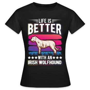 Irischer Wolfshund Irish Wolfhound - Frauen T-Shirt - Schwarz - Vorne - AI Model Female 172 dark (172cm)