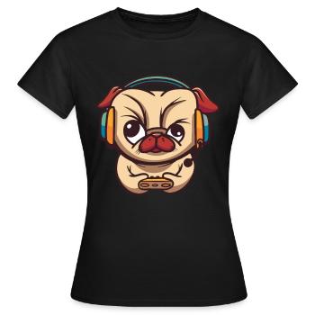 Brawlen Hund Brawl Gamer Zocken Gaming Game Dog - Women's T-Shirt - black - Front - AI Model Female 172 dark (172cm)