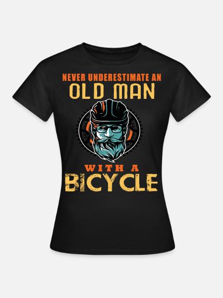 Fiets fietsen fietsfiets oude man fiets - Dame-T-shirt - sort