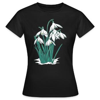 Perce-neige fleur plantes - T-shirt Femme - noir - Devant - AI Model Female 172 dark (172cm)
