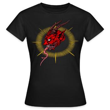 Teufel Teufelchen Pentagramm - Frauen T-Shirt - Schwarz - Vorne - AI Model Female 172 dark (172cm)