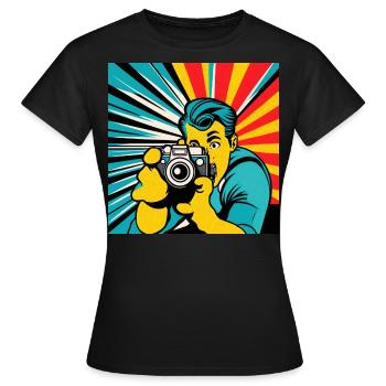 Photographe Pop Art - T-shirt Femme - noir - Devant - AI Model Female 172 dark (172cm)