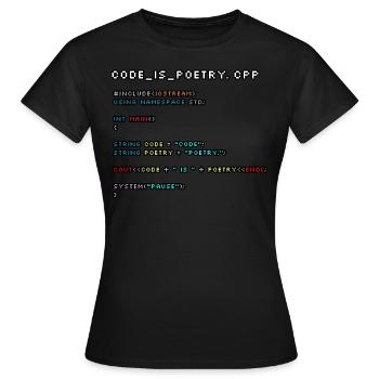 Le code, c’est de la poésie.CPP - T-shirt Femme - noir - Devant - AI Model Female 172 dark (172cm)