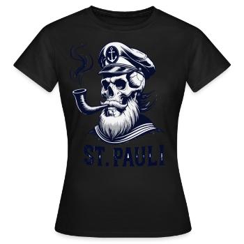 St.Pauli Kiez Hamburg Totenkopf Sankt Pauli - T-shirt Femme - noir - Devant - AI Model Female 172 dark (172cm)