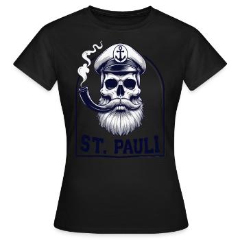 St.Pauli Kiez Hamburg Totenkopf Sankt Pauli - T-shirt Femme - noir - Devant - AI Model Female 172 dark (172cm)