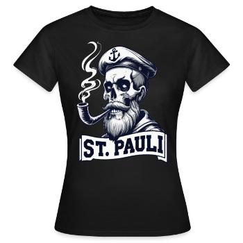 St.Pauli Kiez Hamburg Totenkopf Sankt Pauli - T-shirt Femme - noir - Devant - AI Model Female 172 dark (172cm)