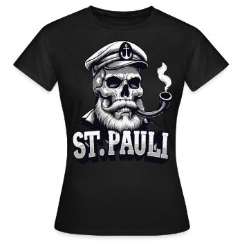 St.Pauli Kiez Hamburg Totenkopf Sankt Pauli - T-shirt Femme - noir - Devant - AI Model Female 172 dark (172cm)