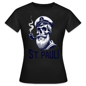 St.Pauli Kiez Hamburg Totenkopf Sankt Pauli - T-shirt Femme - noir - Devant - AI Model Female 172 dark (172cm)