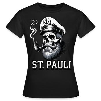 St.Pauli Kiez Hamburg Totenkopf Sankt Pauli - T-shirt Femme - noir - Devant - AI Model Female 172 dark (172cm)