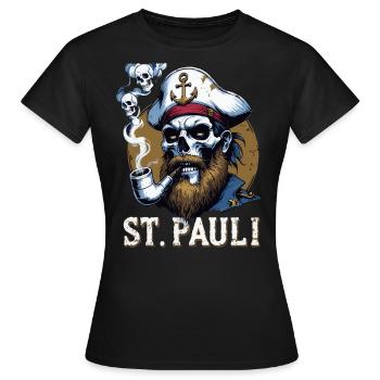 St.Pauli Kiez Hamburg Totenkopf Sankt Pauli - T-shirt Femme - noir - Devant - AI Model Female 172 dark (172cm)