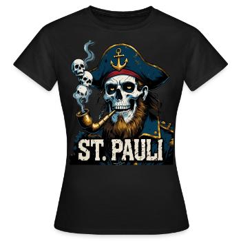 St.Pauli Kiez Hamburg Totenkopf Sankt Pauli - T-shirt Femme - noir - Devant - AI Model Female 172 dark (172cm)