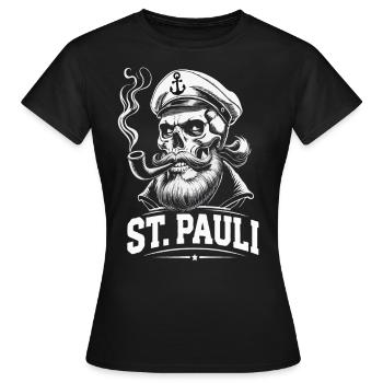 St.Pauli Kiez Hamburg Totenkopf Sankt Pauli - T-shirt Femme - noir - Devant - AI Model Female 172 dark (172cm)