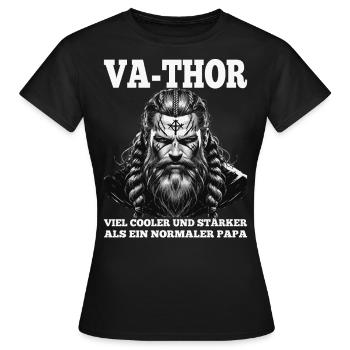 VA-THOR VIKING Père Papa Viking Fête des Pères - T-shirt Femme - noir - Devant - AI Model Female 172 dark (172cm)