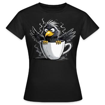 L’oiseau ne veut pas de café avant que vous ne demandiez non - T-shirt Femme - noir - Devant - AI Model Female 172 dark (172cm)