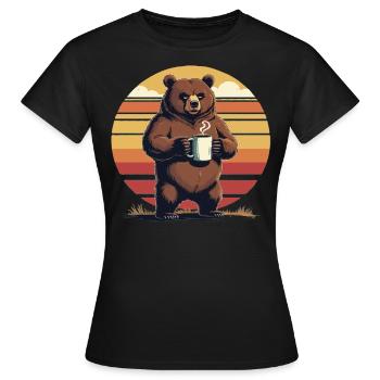 Grim Bear Tasse à café Ours Café Fatigué - T-shirt Femme - noir - Devant - AI Model Female 172 dark (172cm)