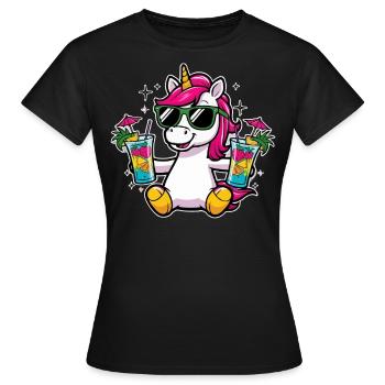 Einhorn Cocktail Saufen Party Feiern Urlaub JGA - Frauen T-Shirt - Schwarz - Vorne - AI Model Female 172 dark (172cm)