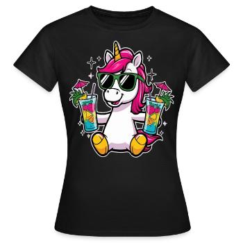 Einhorn Cocktail Saufen Party Feiern Urlaub JGA - Frauen T-Shirt - Schwarz - Vorne - AI Model Female 172 dark (172cm)