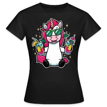 Einhorn Cocktail Saufen Party Feiern Urlaub JGA - Frauen T-Shirt - Schwarz - Vorne - AI Model Female 172 dark (172cm)