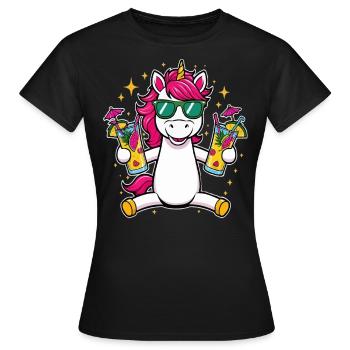 Einhorn Cocktail Saufen Party Feiern Urlaub JGA - Frauen T-Shirt - Schwarz - Vorne - AI Model Female 172 dark (172cm)