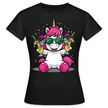 Licorne Cocktail Alcool Fête Célébrations Vacances Enterrement de vie de garçon - T-shirt Femme - noir - Devant - AI Model Female 172 dark (172cm)