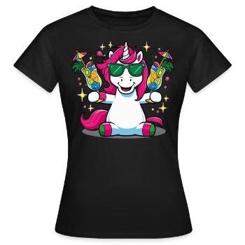 Einhorn Cocktail Saufen Party Feiern Urlaub JGA - Frauen T-Shirt - Schwarz - Vorne - AI Model Female 172 dark (172cm)
