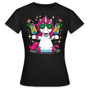 Einhorn Cocktail Saufen Party Feiern Urlaub JGA - Frauen T-Shirt - Schwarz - Vorne - AI Model Female 172 dark (172cm)