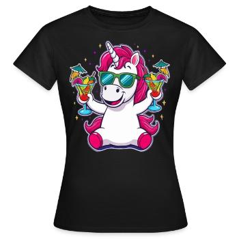 Einhorn Cocktail Saufen Party Feiern Urlaub JGA - Frauen T-Shirt - Schwarz - Vorne - AI Model Female 172 dark (172cm)
