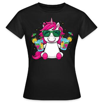 Licorne Cocktail Alcool Fête Célébrations Vacances Enterrement de vie de garçon - T-shirt Femme - noir - Devant - AI Model Female 172 dark (172cm)