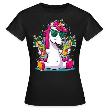 Einhorn Cocktail Saufen Party Feiern Urlaub JGA - Frauen T-Shirt - Schwarz - Vorne - AI Model Female 172 dark (172cm)